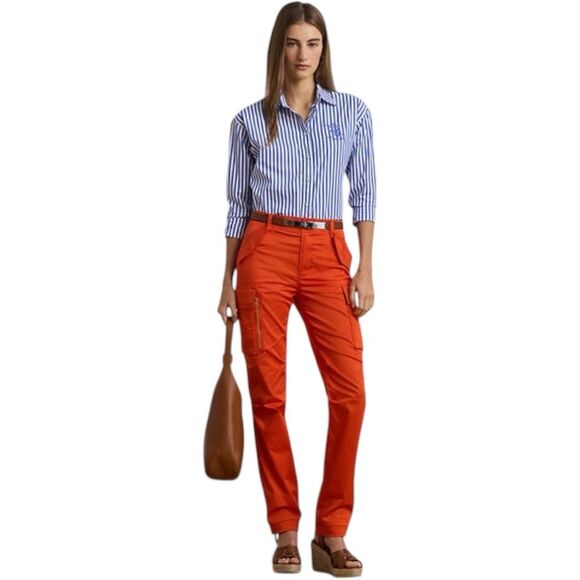 Ralph Lauren Collection Purple Label Cotton Orange sateen cargo pants Size 8 - Picture 13 of 16